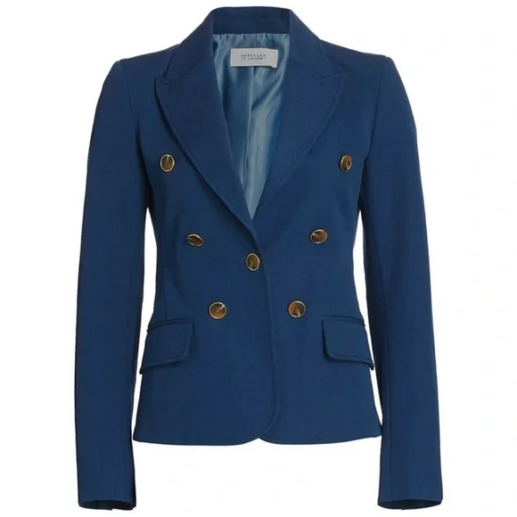 Derek Lam 10 Crosby | Eliza Double Breasted Blue Stretch Cotton Jacket size 4 - Picture 9 of 10